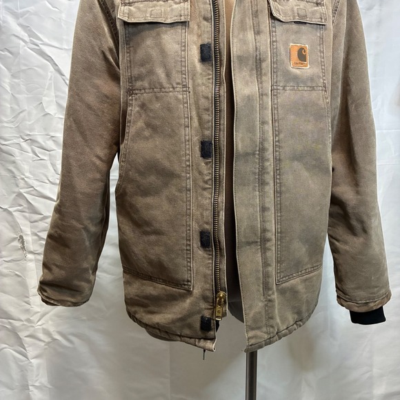 Carhartt Men's Brown Washed Duck Insulated Chore Work Jacket Size Medium - Picture 5 of 10